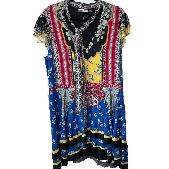 Alice + Olivia Palace Daffodil Floral Mixed Print Dress Womens  Size Large - Picture 5 of 6